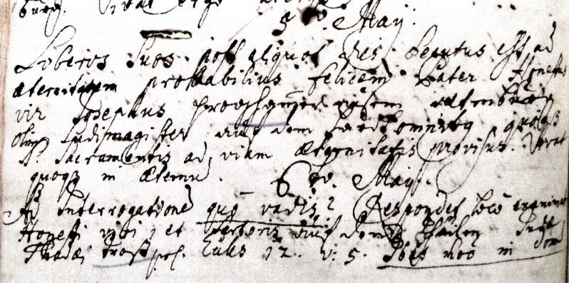 Urkunde aus einem Pfarrbuch in altdeutscher und lateinischer Schrift mit Nennung des Bauern, der zum Musiklehrer wurde